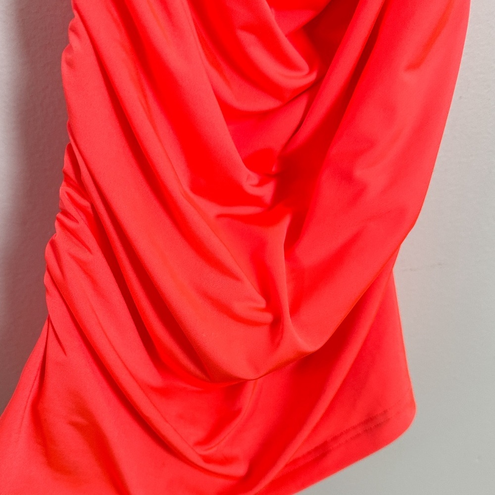 L’Agence Kamali Ruched Off-Shoulder Dress Neon Orange Size Small - Picture 7 of 7